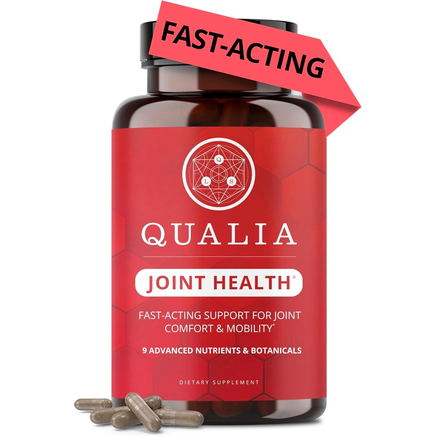 Qualia Joint Health 9 Advanced Joint Health Nutrients: Denatured Collagen, Boswellia, Tumeric, Boron, Ginger, L-Carnitine. Cartilage Health, Tendon Strength, Healthy Joint Aging (1 Month Supply)