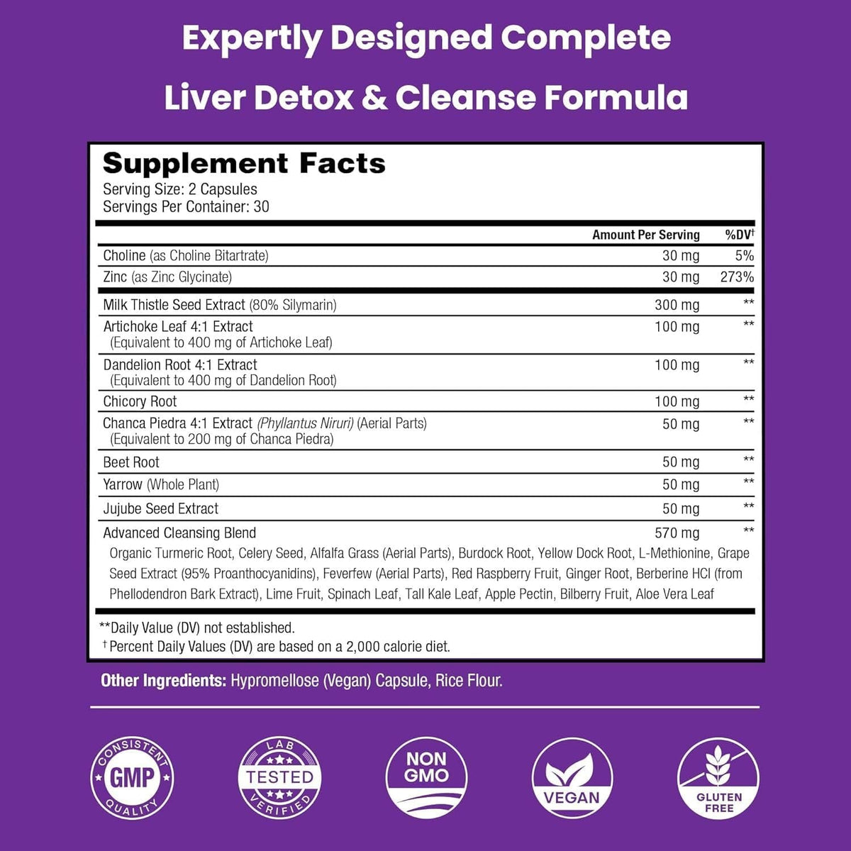 Nutrachamps Liver Cleanse Detox & Repair Formula, 20+ Herbs: Milk Thistle Extract with Silymarin, Artichoke, Dandelion, Chicory Root Powder, Liver Support Pills Supplement, 60 Capsules