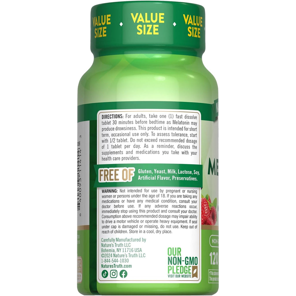 Nature'S Truth Melatonin Tablets | 12Mg | 120 Count | Natural Berry Flavor | Fast Dissolve | Vegan, Non-Gmo & Gluten Free Supplement