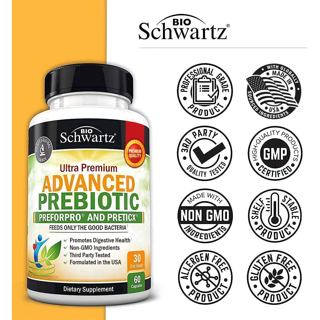Advanced Prebiotics for Digestive Health - Fast Acting Gut Health Supplement with Clinically Validated Prebiotics for Women & Men for Healthy Gut Flora Bloating & Immune Support - 1 Month Supply