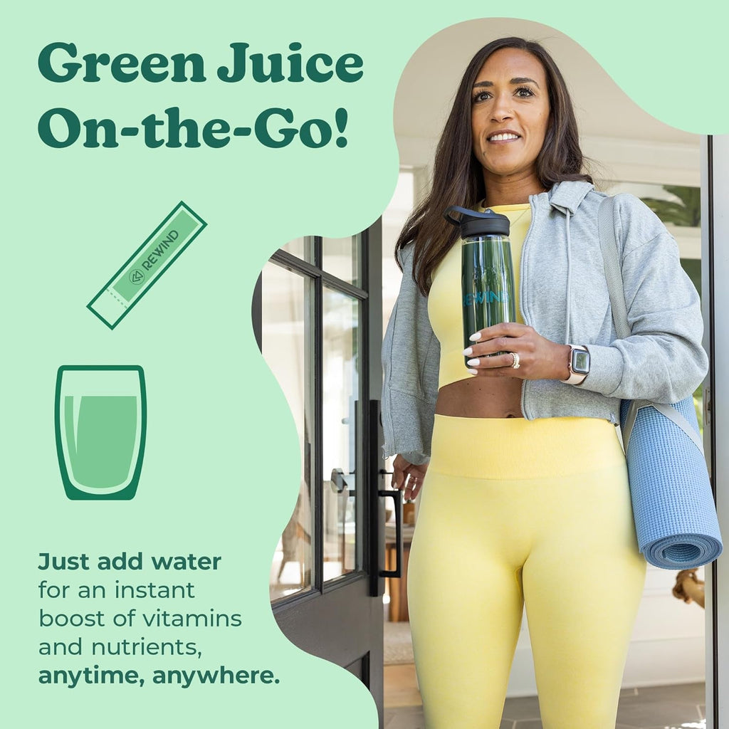 Rewind Best Tasting Vita Variety Sample Stick Pouch - Super Greens Powder Packets - Delicious Green Juice Drink Mix with Amazing Flavor - over 40 Superfoods - Variety Pack (12 Sticks)