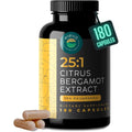 Citrus Bergamot Extract 1000Mg Capsules — Natural 25:1 Citrus Bergamot Supplement with 50% Polyphenols and Black Pepper Extract — Natural Formula Vegan and Non-Gmo — 180 Capsules