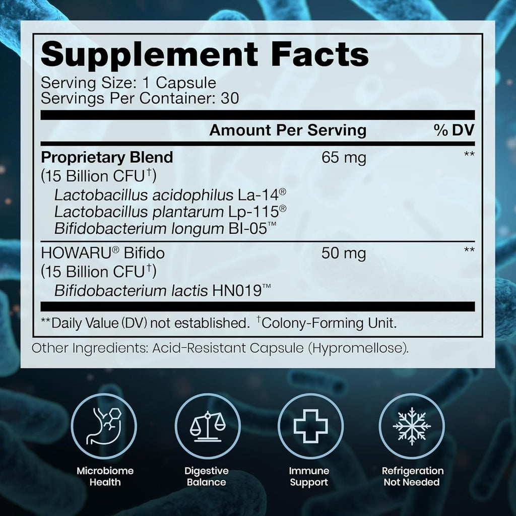 Pure Therapro Rx Power Probiotic Daily - 30 Acid-Resistant Capsules | 4 Proven Strains - 30 Billion Cfu/Capsule | Patented Activ-Vial Desiccant Bottle to Ensure Freshness | NO Refrigeration Required