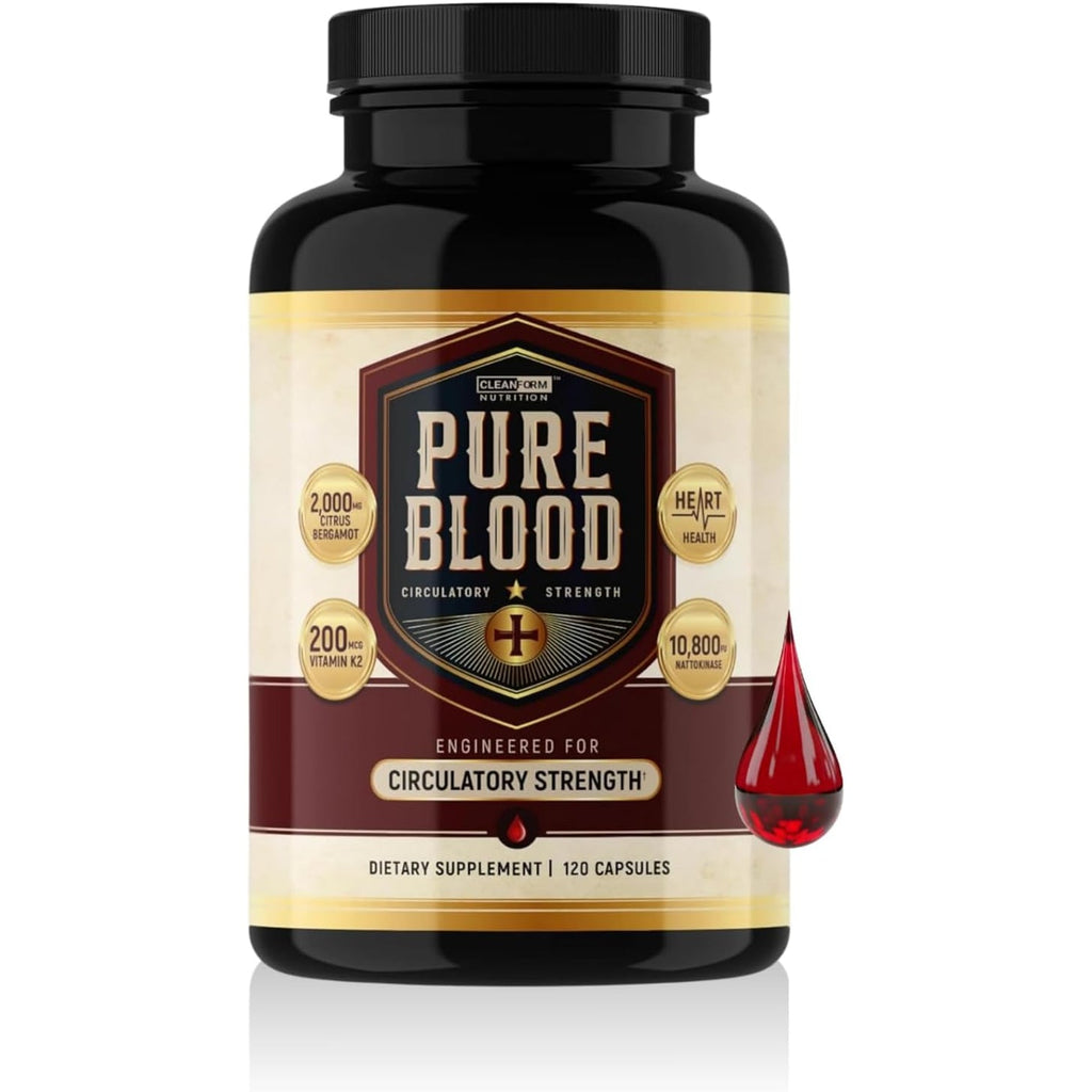 Pure Blood - Advanced Circulatory Support, Clinically Dosed Ingredients, Cholesterol & Lipid Balance, Clean + Transparent Formula, 120 Capsules