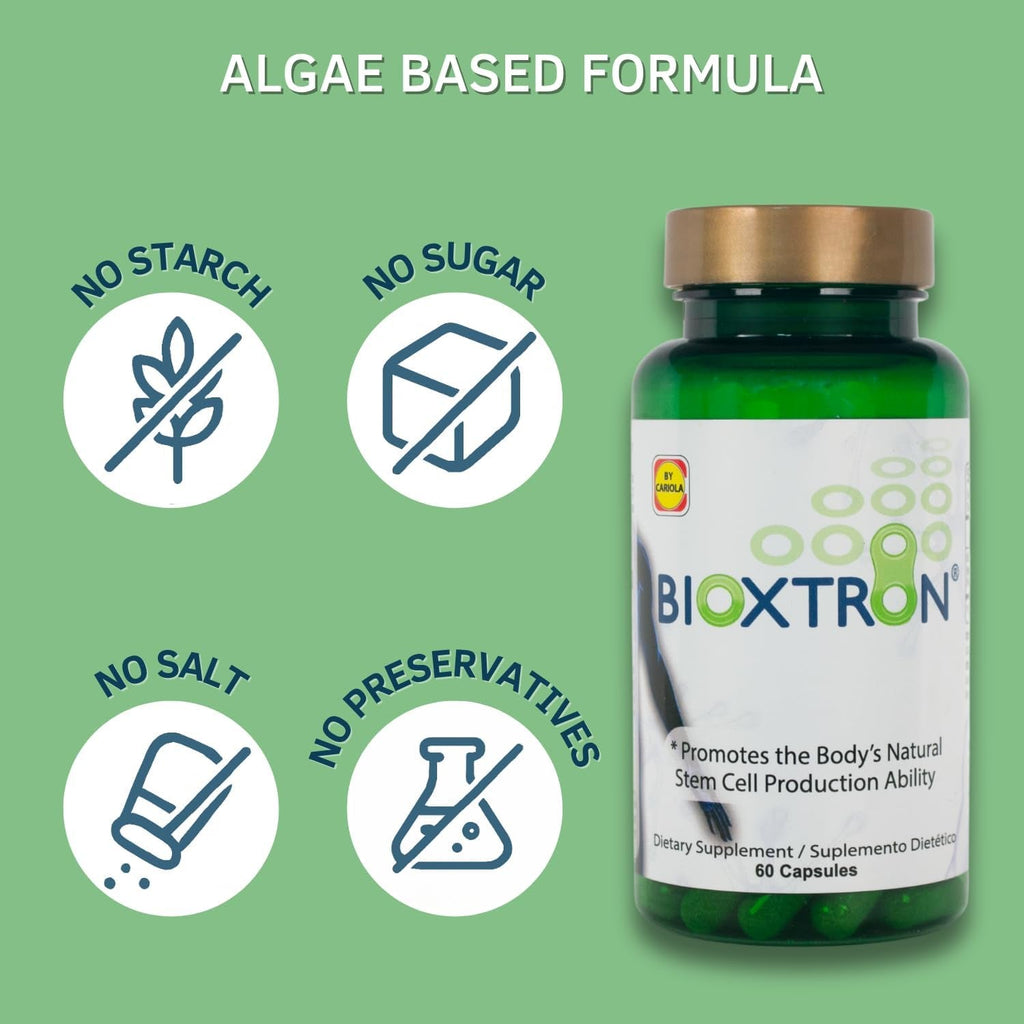 Bioxtron Natural Stem Cell Supplement Capsules - Cellular & Antioxidant Support Formula with Blue Green Algae, Spirulina, Immune & Energy Support - 60 Capsules