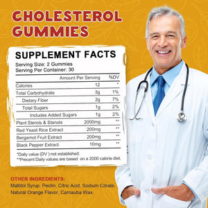 (2 Pack) Cholesterol Supplements Gummies for Cholesterol Healthy, Plant Sterols & Stanols, Red Yeast Rice, Citrus Bergamot Complex for Cholesterol, Maintain Healthy Cholesterol Levels - 60 Day Supply