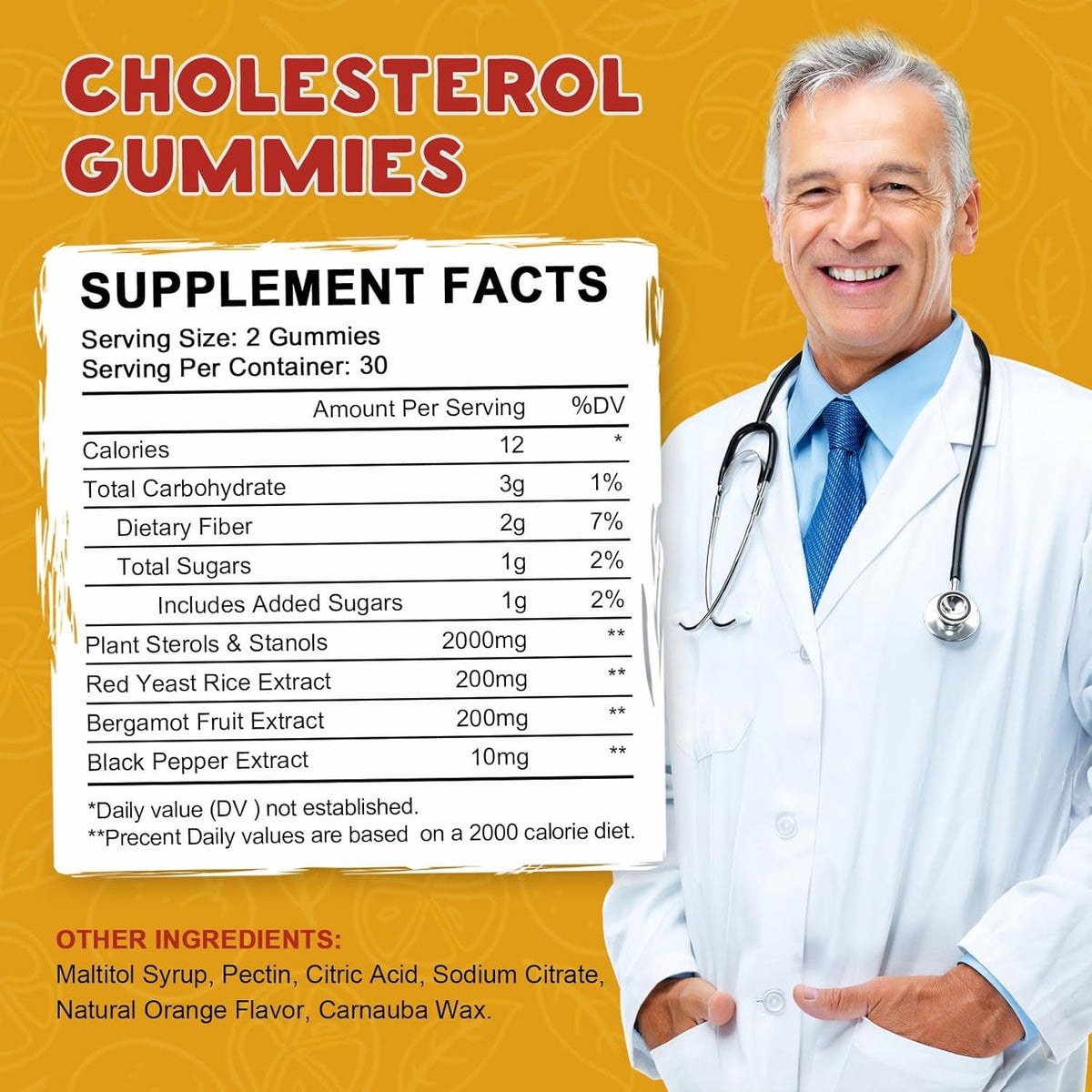 (2 Pack) Cholesterol Supplements Gummies for Cholesterol Healthy, Plant Sterols & Stanols, Red Yeast Rice, Citrus Bergamot Complex for Cholesterol, Maintain Healthy Cholesterol Levels - 60 Day Supply