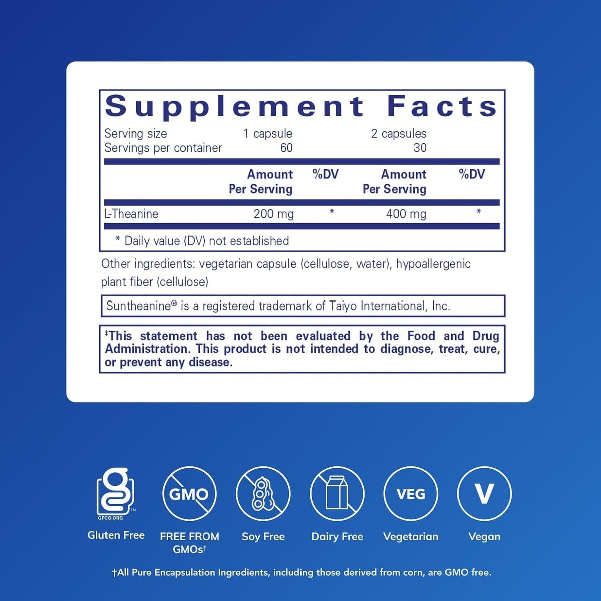 Pure Encapsulations L-Theanine - Amino Acid Supplement to Support Relaxation, Stress & Nervous System - 60 Capsules