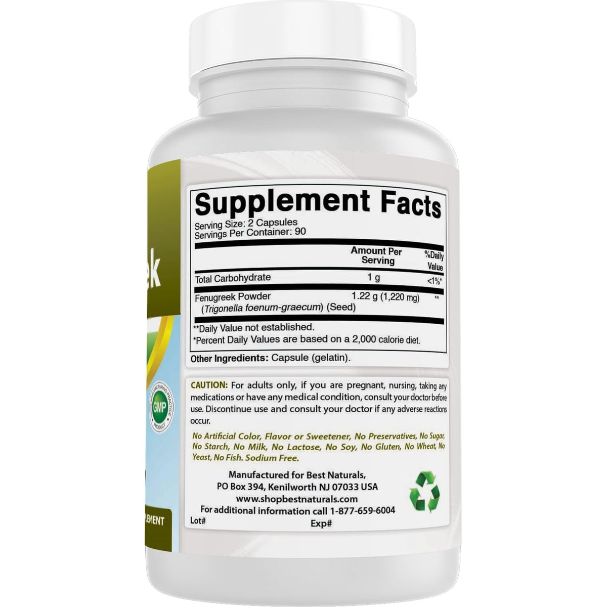 Best Naturals Fenugreek Seed 610 Mg 180 Capsules