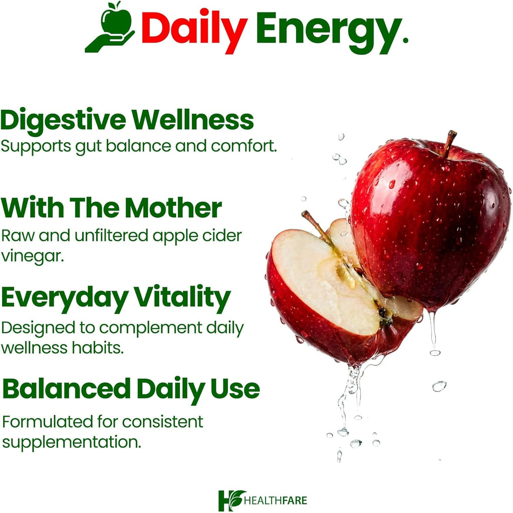 Healthfare Apple Cider Vinegar Capsules with the Mother | 3200Mg Raw, Organic & Unfiltered ACV | 150 Vegan Pills | Maximum Strength Supplement for Detox & Digestion | Non-Gmo, Gluten-Free, Made in USA