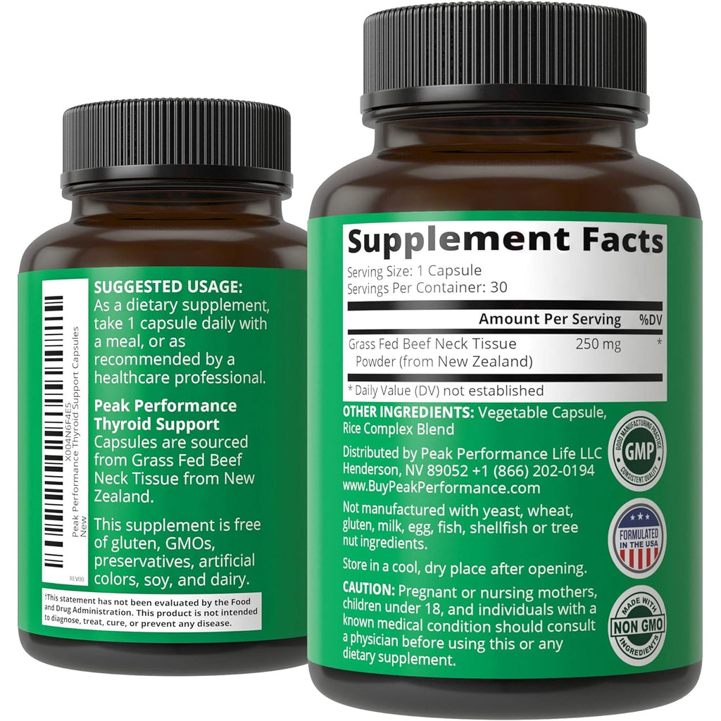Raw Desiccated Thyroid Supplement. Grass Fed New Zealand Beef Neck & Thyroid Gland Capsules for Women and Men. Ancestral Living Ethically Sourced Bovine Supplements for Energy and Metabolism Support