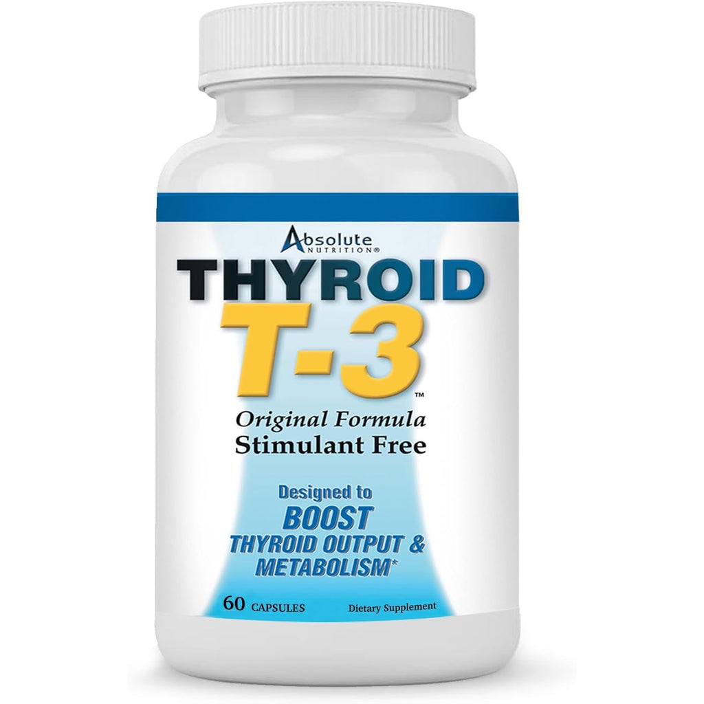 Absolute Nutrition Fat Burning Metabolism Boosting Supplement, Thyroid T-3, 60 Capsules, Off-White, 120