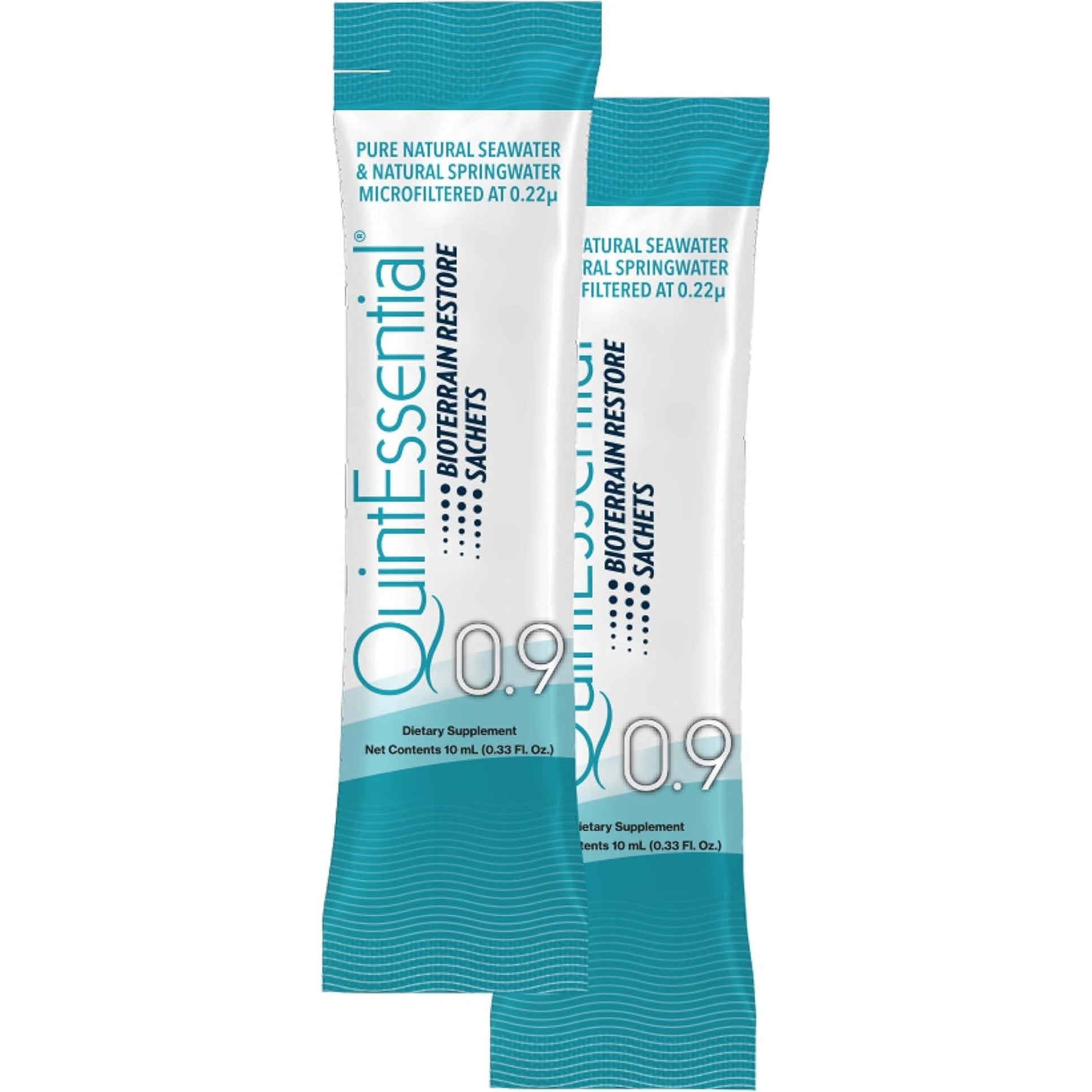Quicksilver Scientific Quintessential 0.9 Sachets - Isotonic Solution with Sea Water Minerals + Alpine Spring - Liquid Hydration, Electrolyte + Multi Minerals Supplement (30 Count)