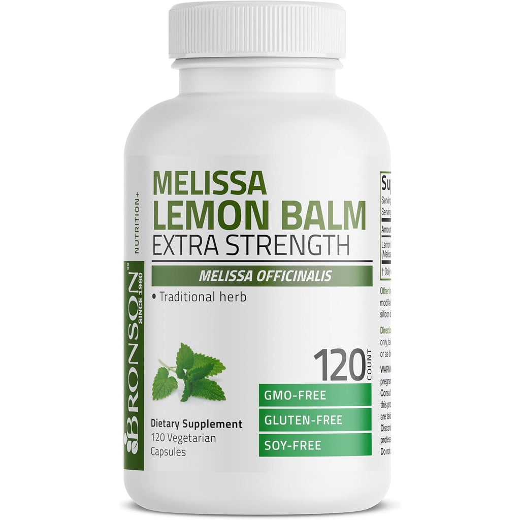 Bronson Melissa Lemon Balm Extra Strength, Non-Gmo, 120 Vegetarian Capsules