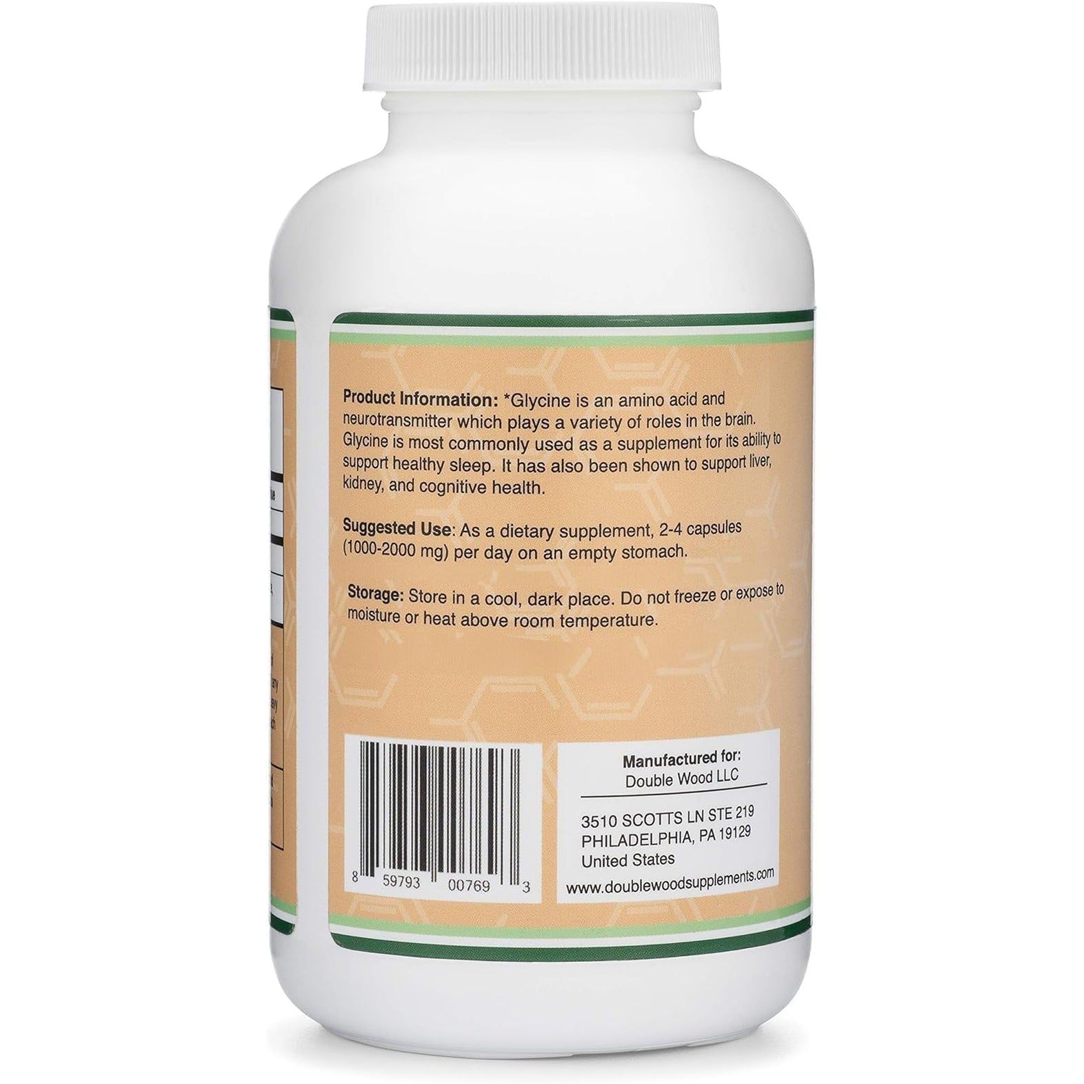 Glycine Supplement - 1,000Mg Glycine Powder per Serving (300 Capsules) the Relaxing Amino Acid (Glicina) (Third Party Tested, Gluten Free, Non-Gmo) by Double Wood