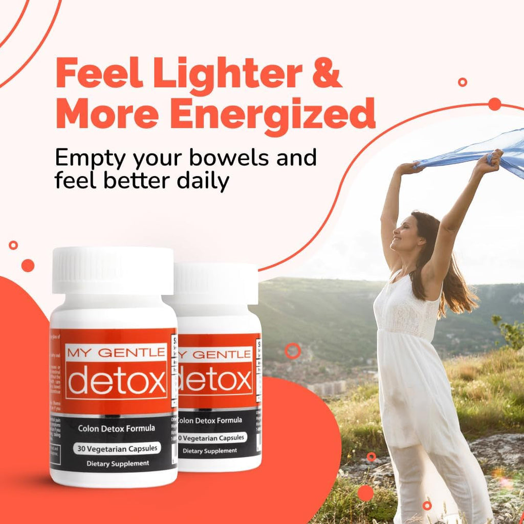 Herbal Nitro My Gentle Detox Cleanse for Women & Men - Poop Pills for Constipation Relief - Overnight Colon Cleanse Natural Supplement for Bloating & Discomfort (30 Capsules)