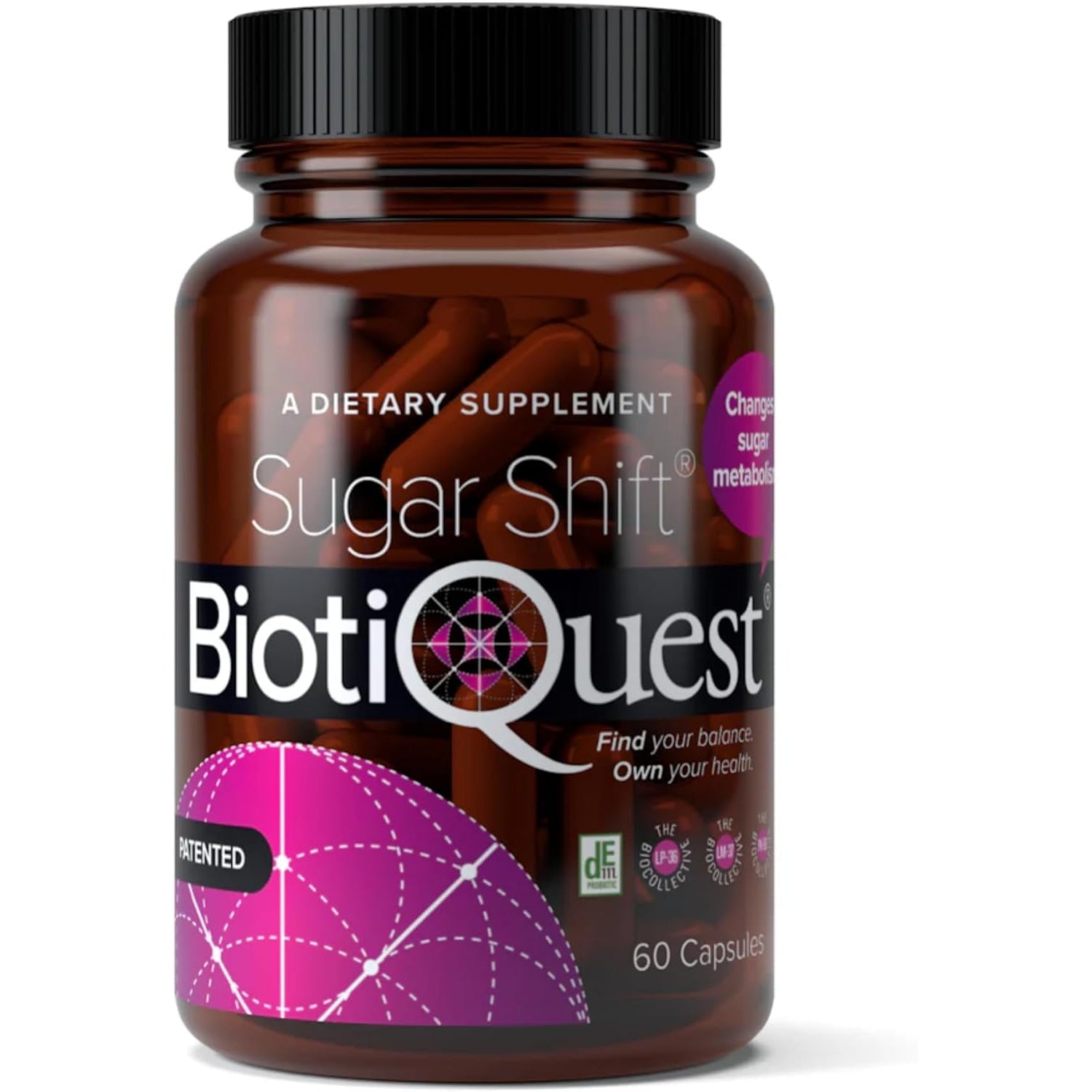 Biotiquest Sugar Shift Probiotic | Helps Decrease Sugar & Carb Cravings and Supports Digestive Balance | 22 Billion CFU | Non-Gmo, Gluten-Free, & Vegan | 60 Servings