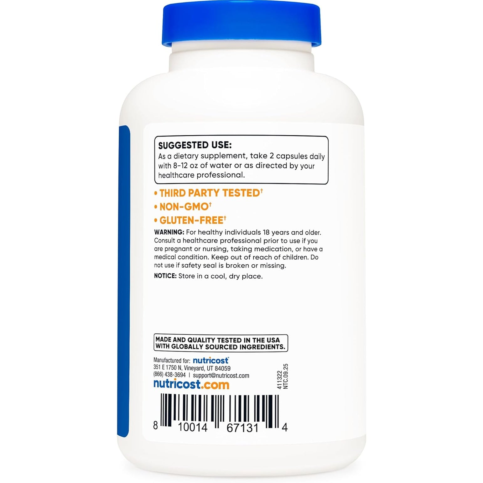 Nutricost L-Proline 1000Mg, 180 Capsules (90 Servings) - 500Mg per Cap, Non-Gmo, Gluten Free