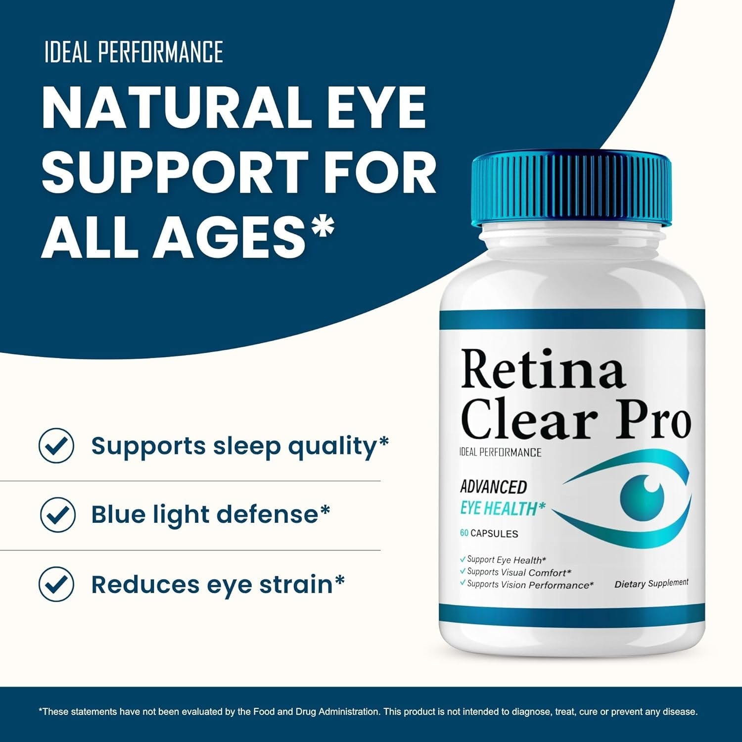 Retina Clear Eye Supplement - Retina Clear for Eyes Capsules - Maximum Strength, Advanced Formula All Natural Visual Wellness, Retinaclear Pro Reviews (60 Capsules)