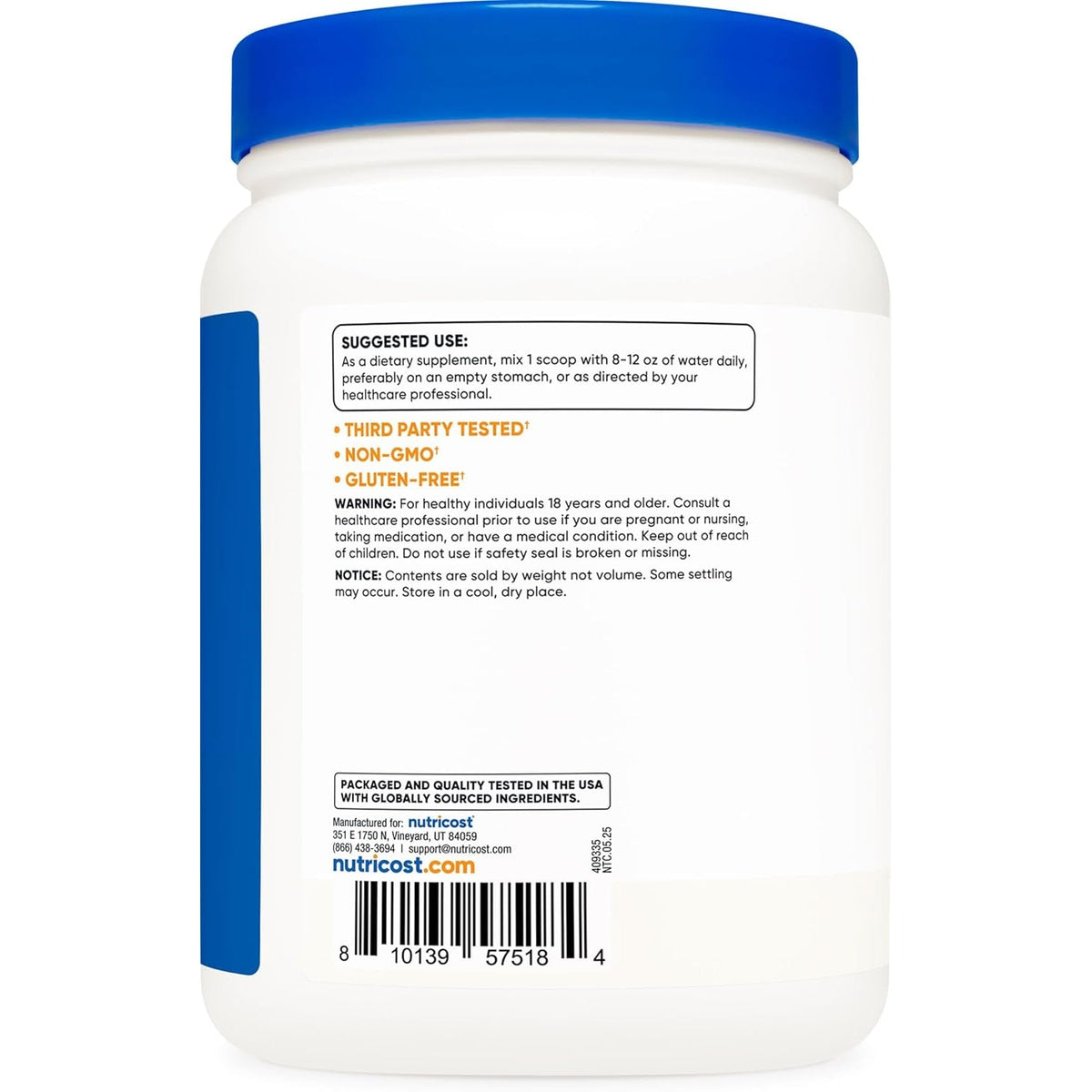Nutricost Pure GABA 500G Powder (Gamma Aminobutyric Acid) (500 Grams/1.1 Pounds)