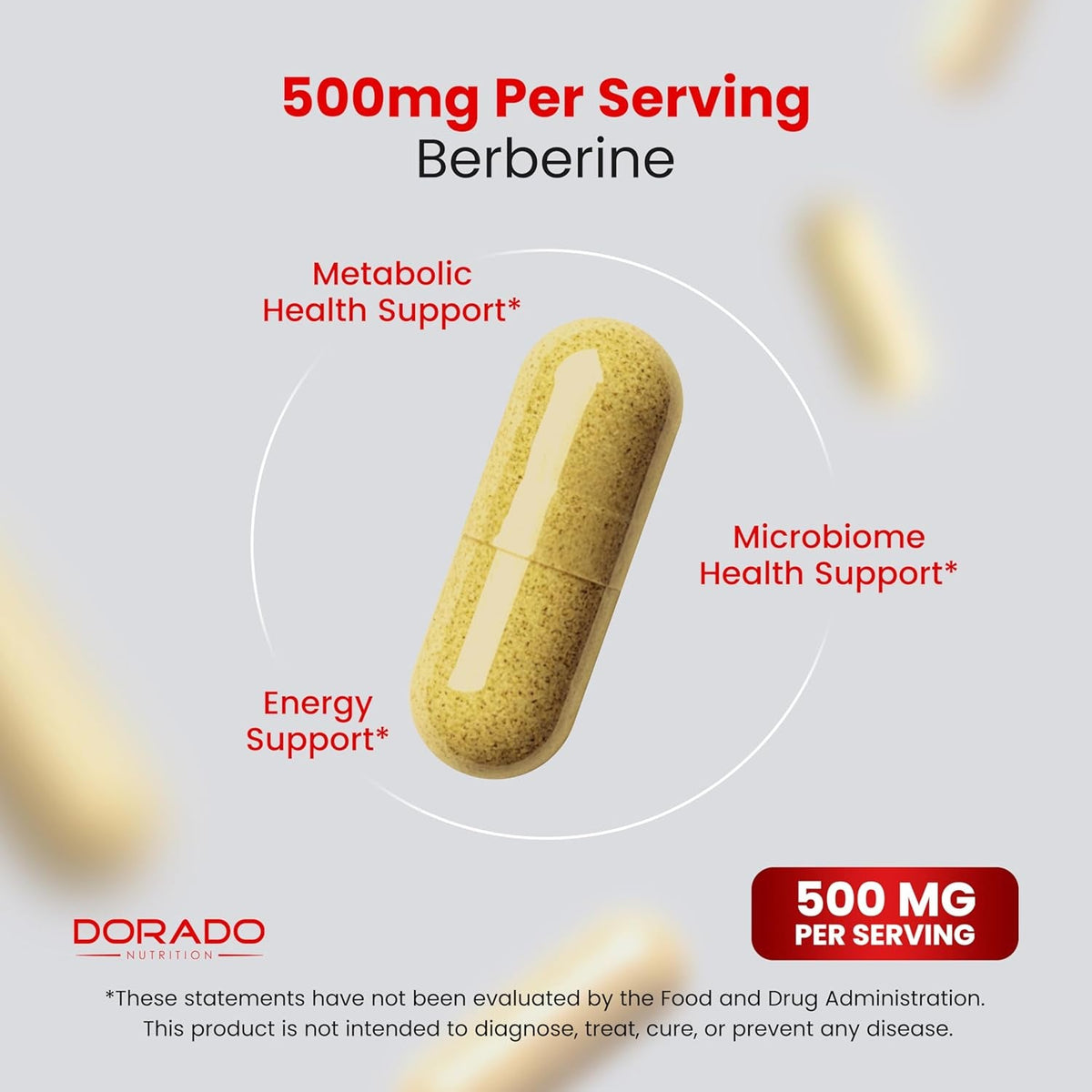 Berberine Supplement 500Mg per Serving (60 Capsules) Berberine HCL for Gut Health Support for Men and Women - Premium Supplements for Adults - Third Party Tested - Vegan Capsules & USA Made