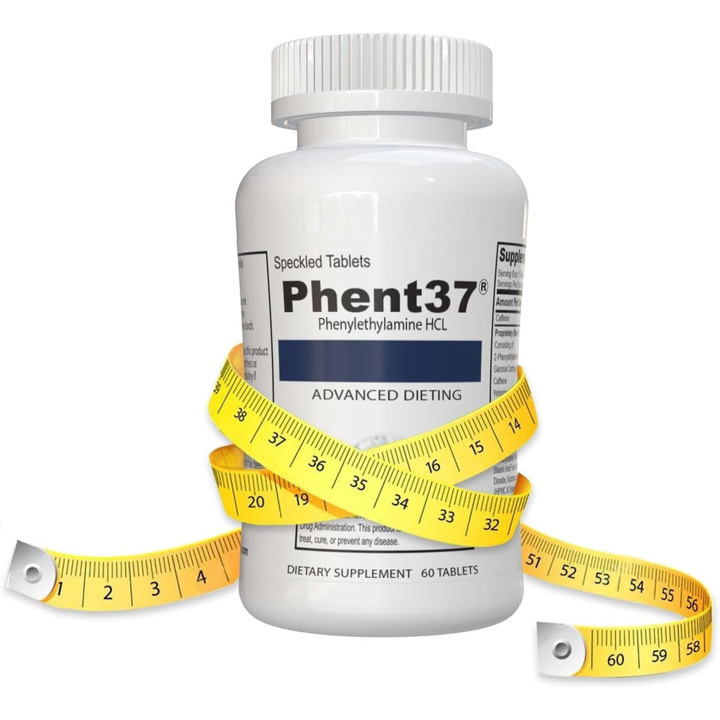 Phent37 (1 Bottle - 60 Speckled Tablets) - Advanced Phenylethylamine HCL Dietary Nutraceutical, Premium Small White and Blue Tablets, Boost Metabolism, Weight Management for Men and Women