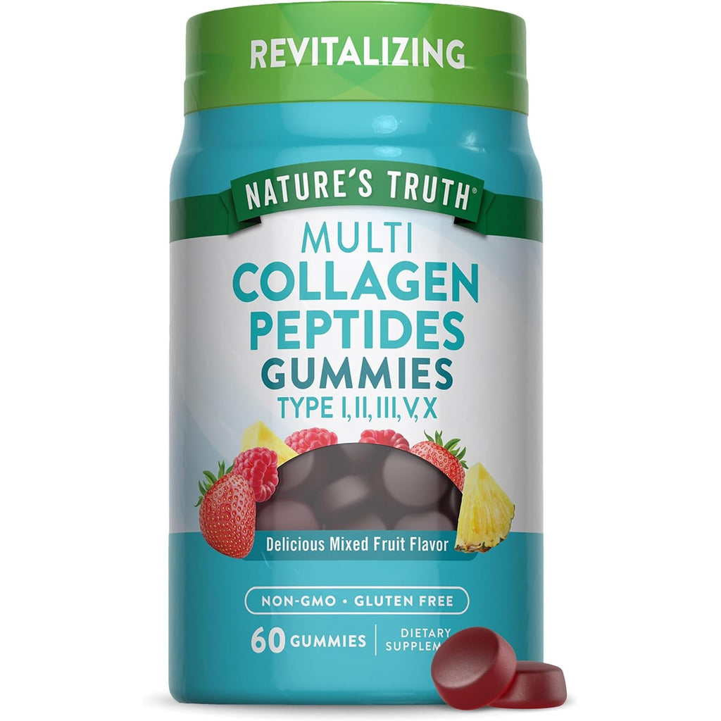 Nature'S Truth Multi Collagen Gummies | Type I, II, III, V, X | 60 Count | Non-Gmo & Gluten Free Complex Supplement | Mixed Fruit Flavor