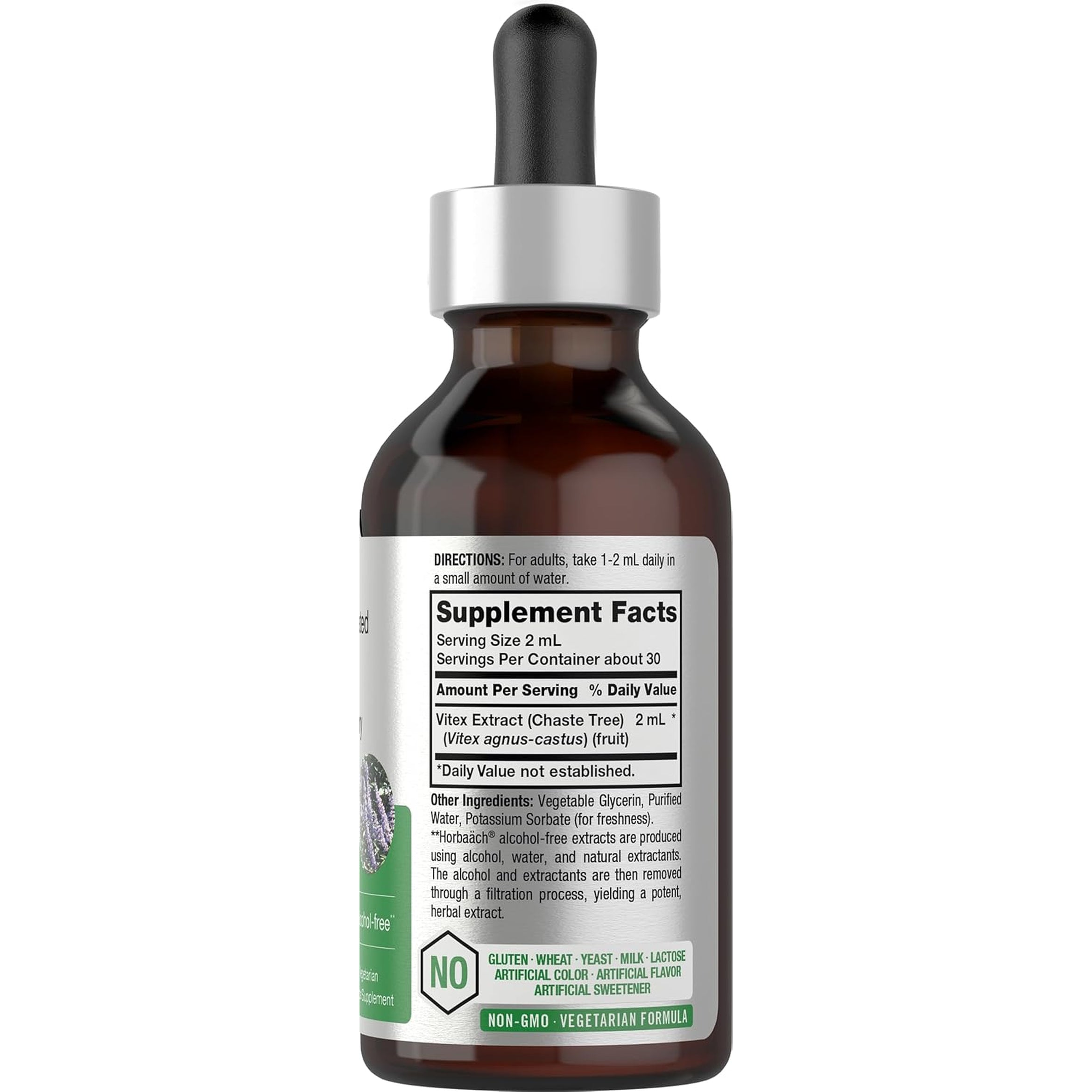 Horbäach Vitex Berry Chasteberry Extract Tincture | 2 Fl Oz | Super Concentrated Liquid | Alcohol Free Chaste Tree Berry Supplement | Vegetarian, Non-Gmo, Gluten Free