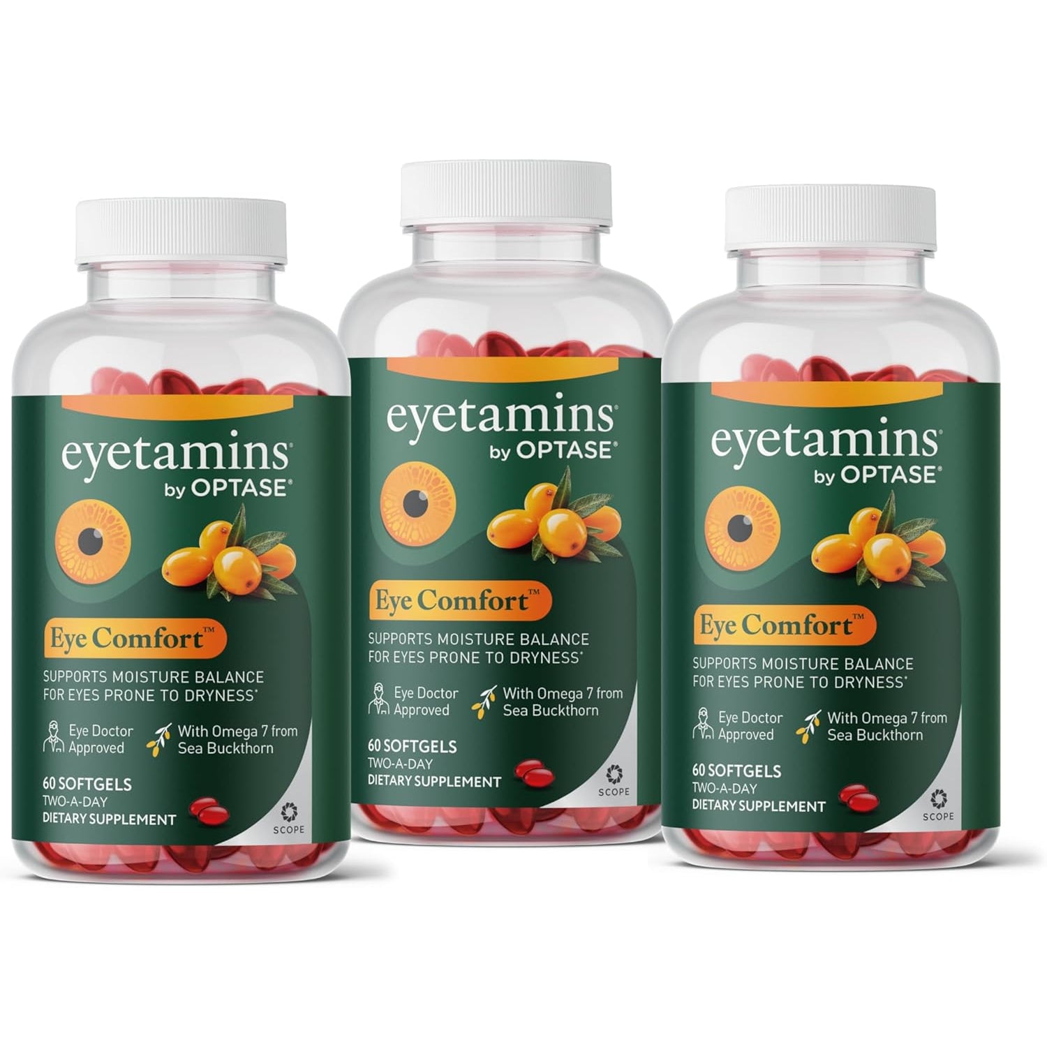 Eyetamins® by OPTASE® Eye Comfort™ - 60 Softgels - Eye Doctor Recommended - an Omega-Based Eye Supplement Formulated to Support Moisture Balance and Eye Comfort from Within. Plant Based Soft Gels.