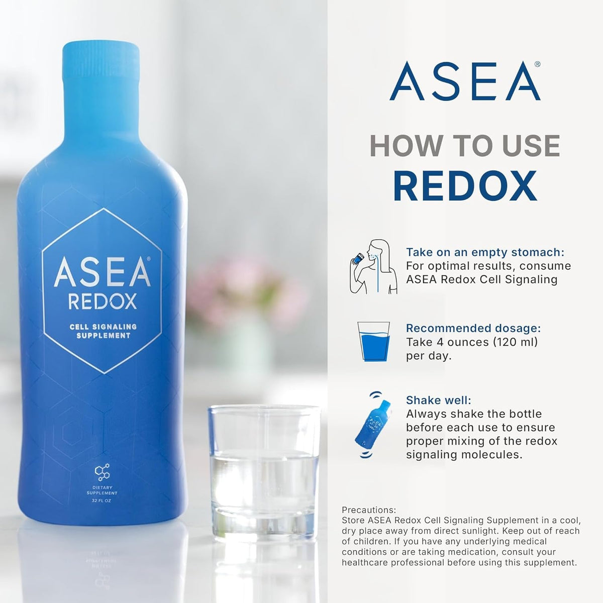 ASEA - Asea Redox - Redox Molecules for Cellular Health & Communication - Supports Immune, Brain, Heart & Hormonal Function - 4Pack
